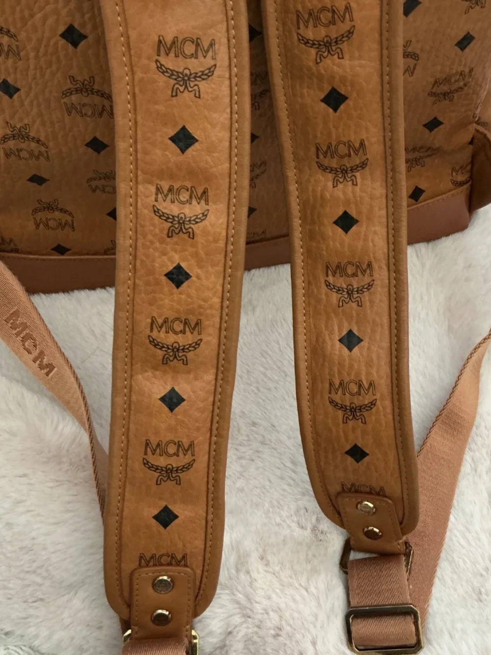 MCM GM MONOGRAM COGNAC CANVAS BACKPACK LIMITED ED.